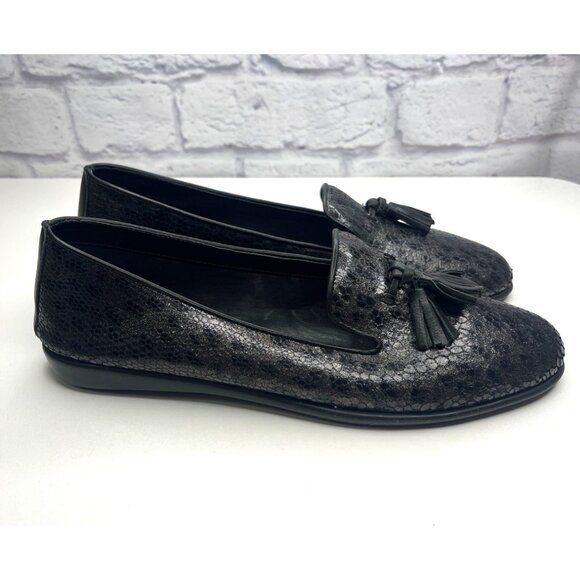 Flexx Loafer Slip On Tassel Shoes Ladies Size 11 Black Textured - Picture 3 of 11